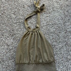Free People Olive Green Halter Tank Top